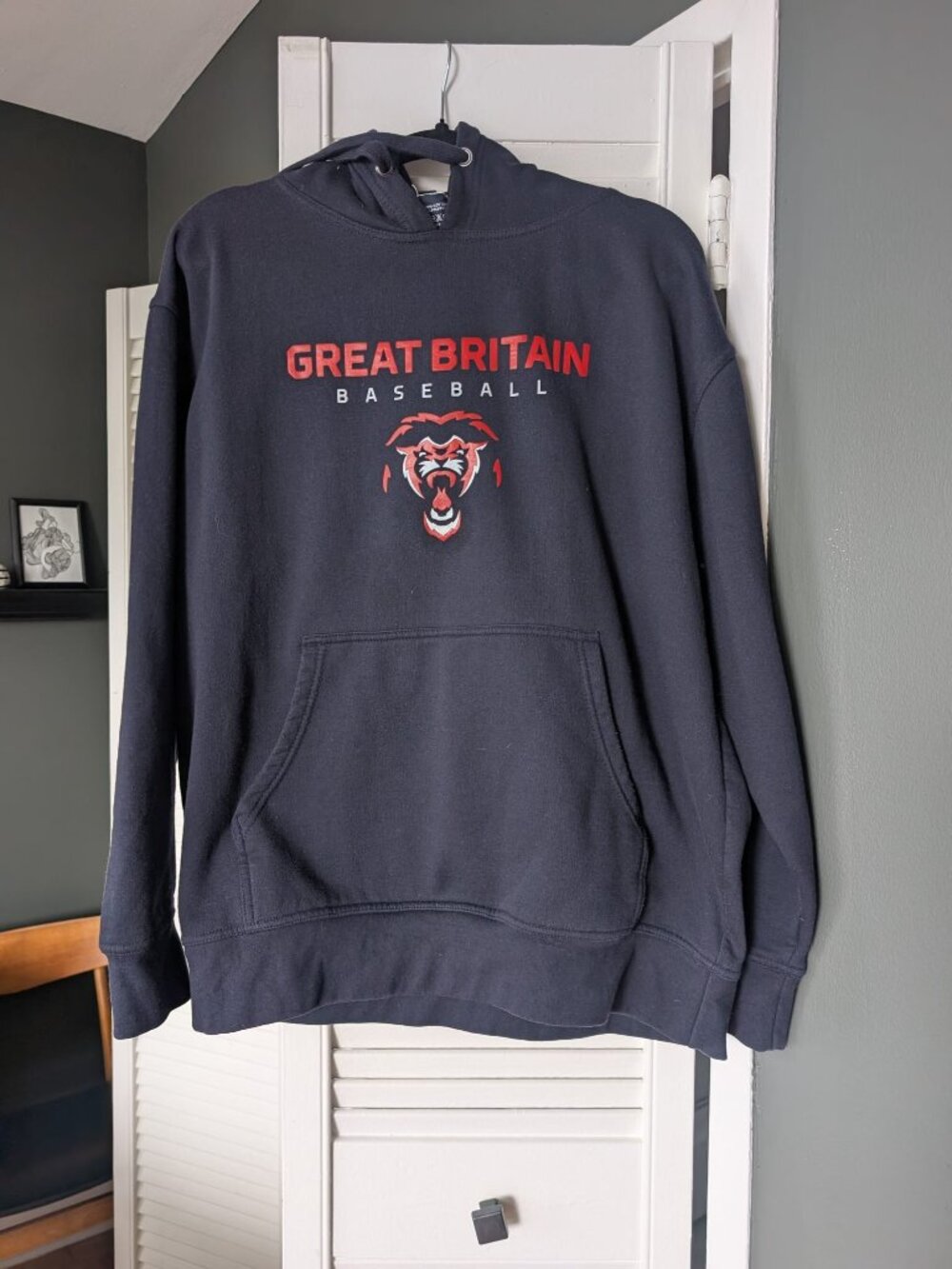 ✨ RARE FIND! ✨ Highstreet Deluxe Great Britain Baseball Hoodie XL 🦁⚾